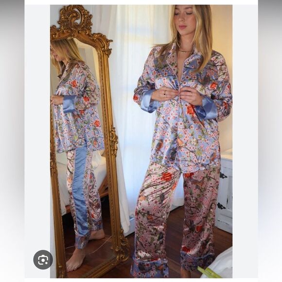 Anthropologie We Are Hah Violet Queen Fisher Sheer PJ Set XL - Picture 2 of 8